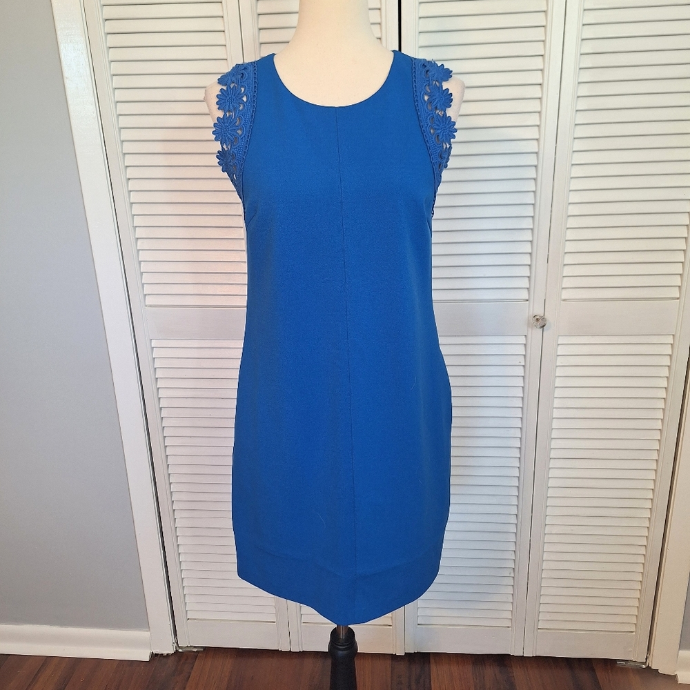 Cynthia Steffe blue leave stretch dress sz 2 *C - Picture 3 of 8